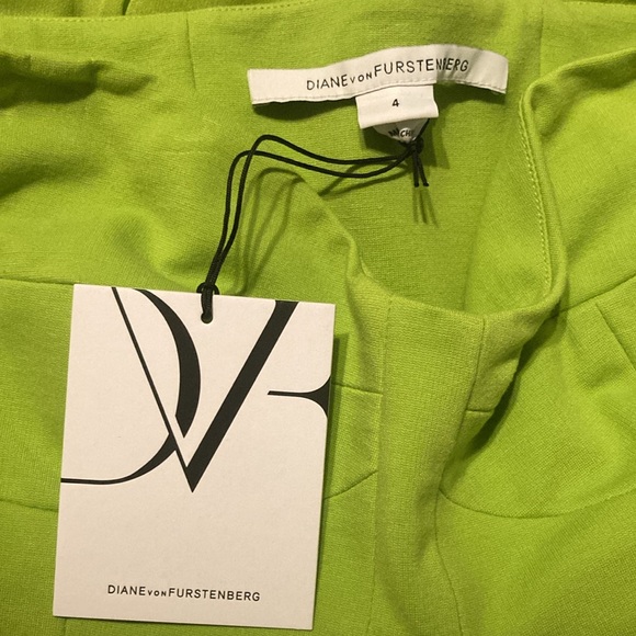 DIANE VON FURSTENBERG DVF ASTI SHORT STRAPLESS KIWI LIME GREEN DRESS Sz 4 - Picture 7 of 11
